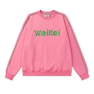 Waikei Round Neck Contrasting Color Sweatshirt With Letter Print